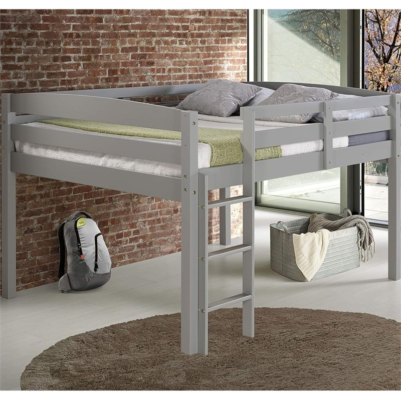 Tribeca Solid Wood Low Loft Bed Frame/Slat Mattress Foundation/Full in Pink