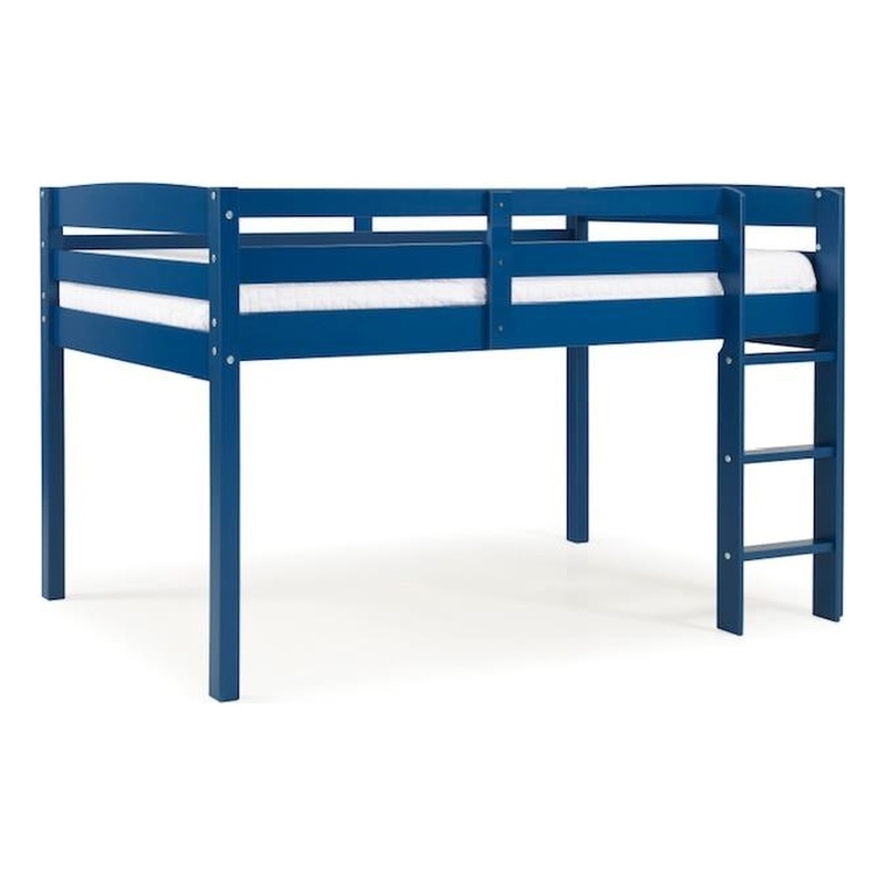Tribeca Solid Wood Low Loft Bed Frame/Slat Mattress Foundation/Full in Blue