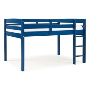 Tribeca Solid Wood Low Loft Bed Frame/Slat Mattress Foundation/Full in Blue