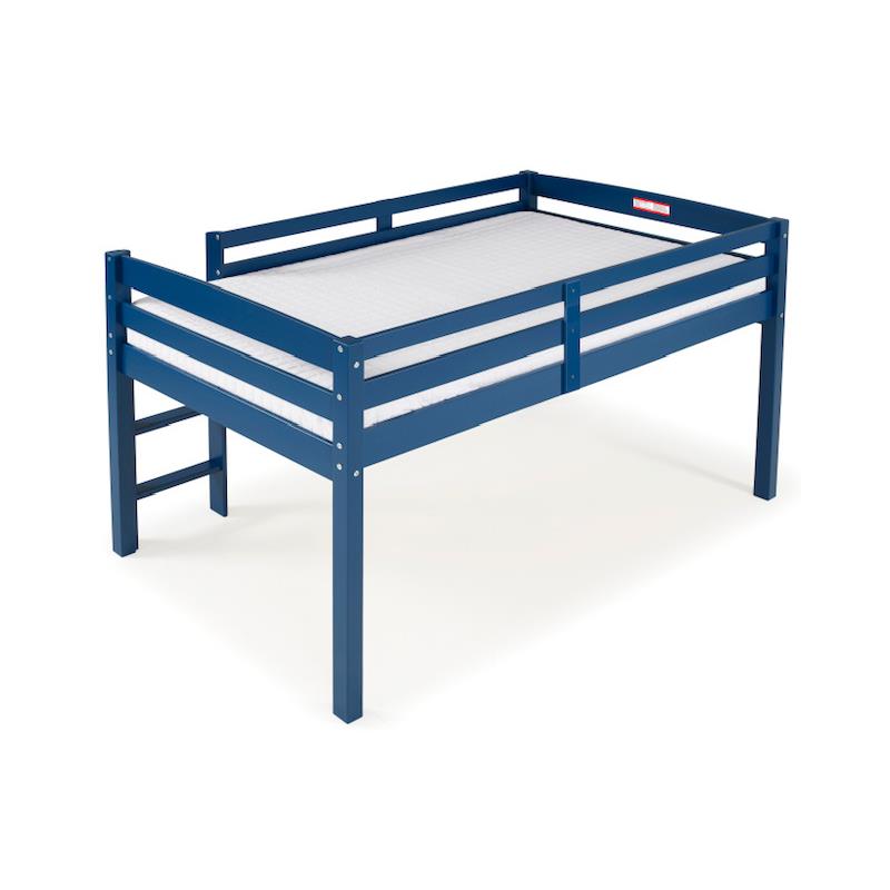 Tribeca Solid Wood Low Loft Bed Frame/Slat Mattress Foundation/Full in Blue