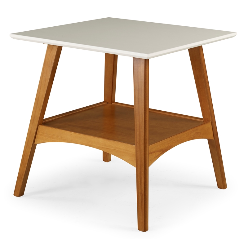 Mid Century Modern End Table Castanho and White Finish