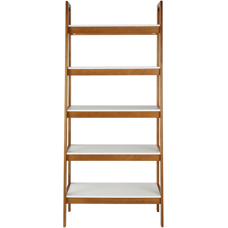 Mid Century Modern Open Bookcase Castanho and White Finish