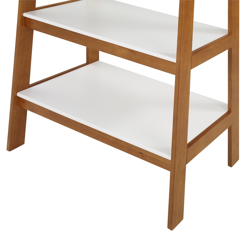 Mid Century Modern Open Bookcase Castanho and White Finish