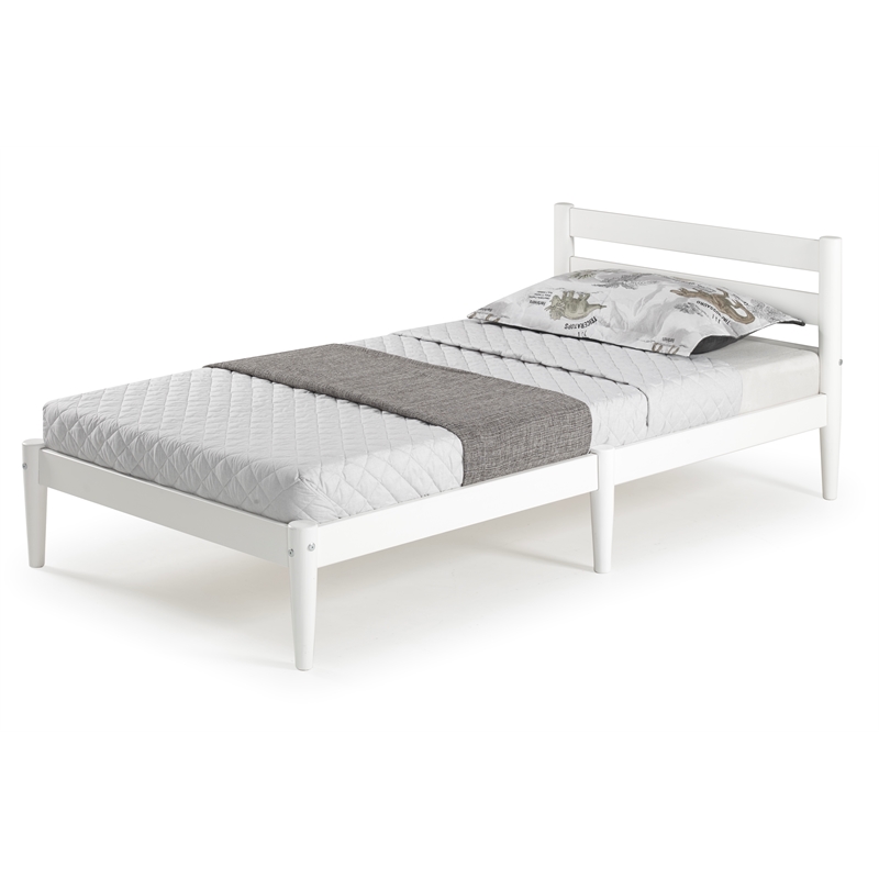 Camaflexi Mid-Century Twin Size Platform Bed - White Finish