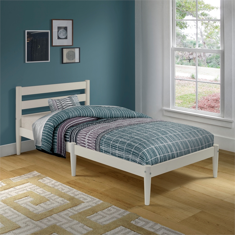Camaflexi Mid-Century Twin Size Platform Bed - White Finish