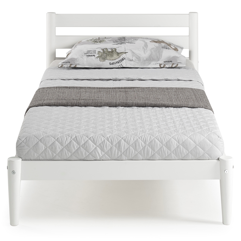 Camaflexi Mid-Century Twin Size Platform Bed - White Finish