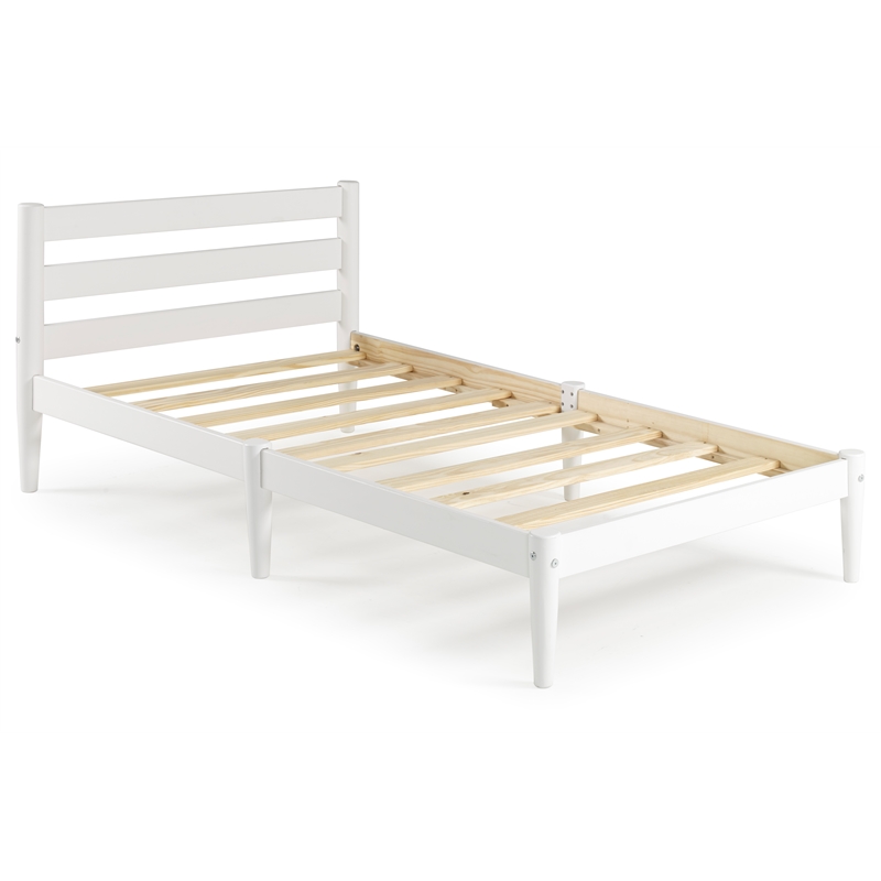Camaflexi Mid-Century Twin Size Platform Bed - White Finish