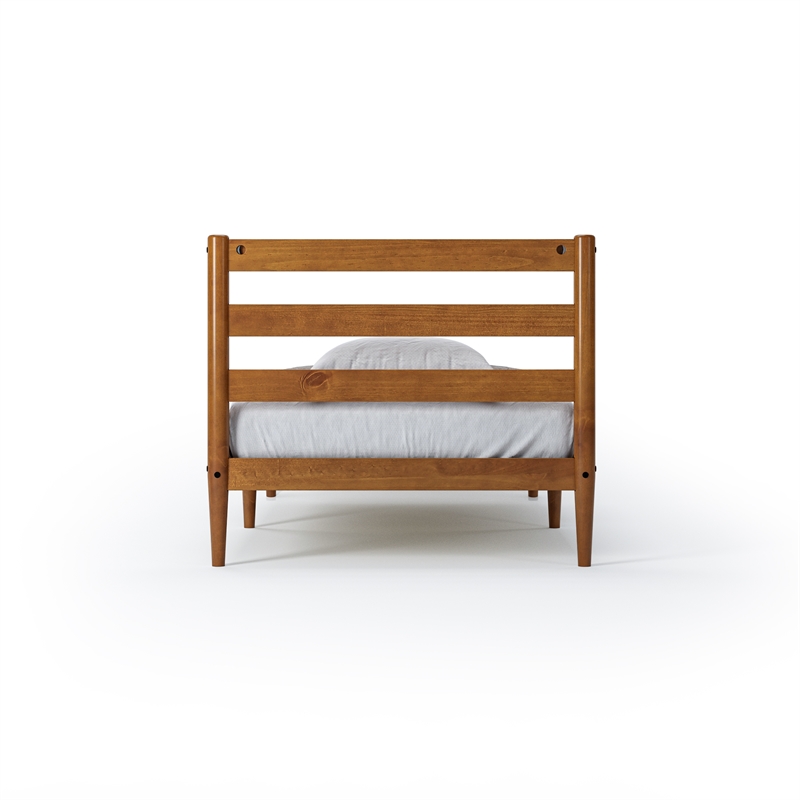 Camaflexi Mid-Century Twin Size Platform Bed - Castanho Finish
