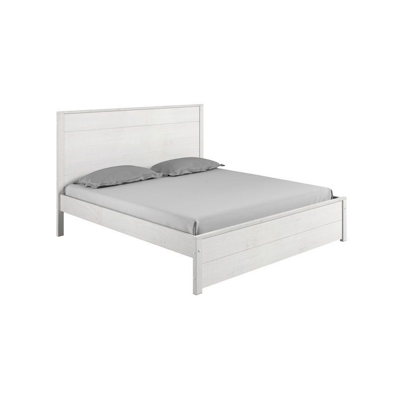 Hampton Solid Wood Bed Queen Size - Coastal White Finish