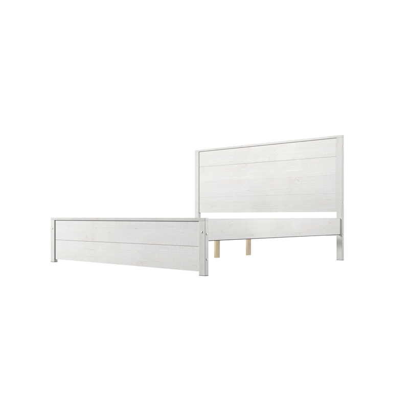 Hampton Solid Wood Bed Queen Size - Coastal White Finish