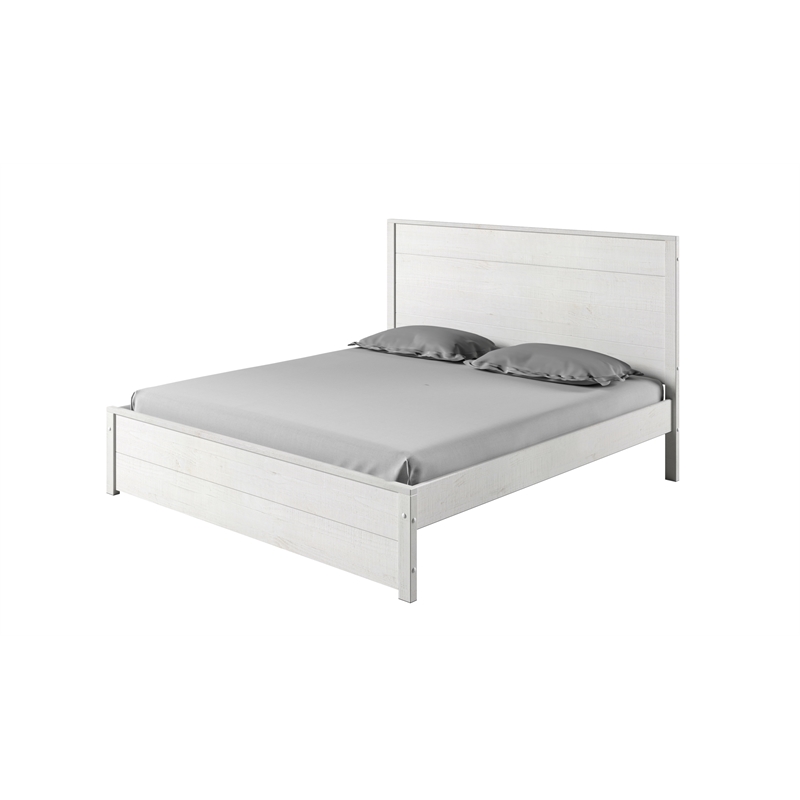 Hampton Solid Wood Bed Queen Size - Coastal White Finish