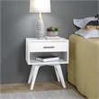 Mid Century Modern One Drawer Nightstand - White Finish