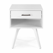 Mid Century Modern One Drawer Nightstand - White Finish