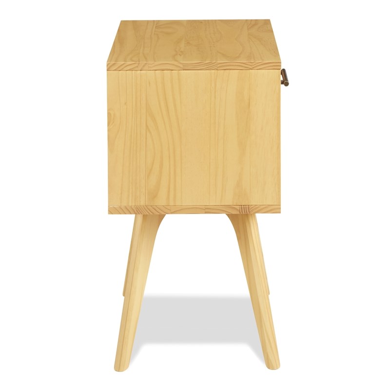 Mid Century Modern One Drawer Nightstand - Oak Finish