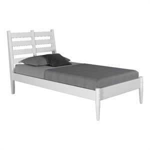 Mid-Century Slat Bed - Twin Size - White Finish