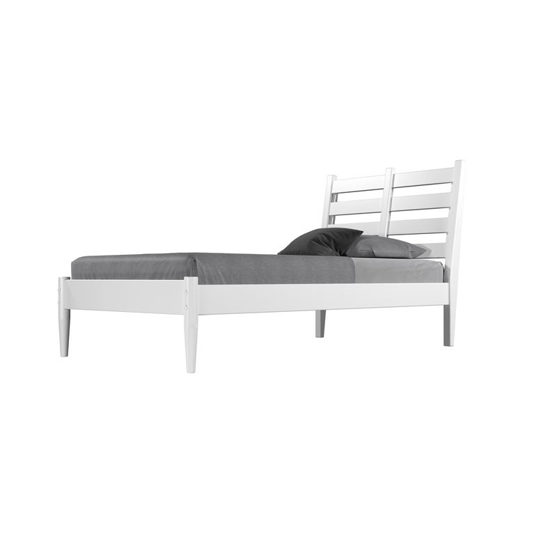 Mid-Century Slat Bed - Twin Size - White Finish