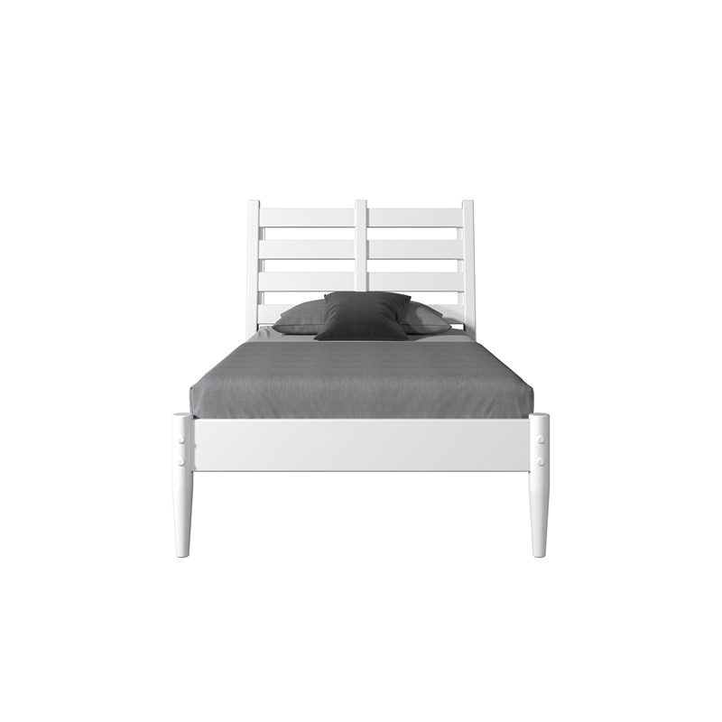 Mid-Century Slat Bed - Twin Size - White Finish