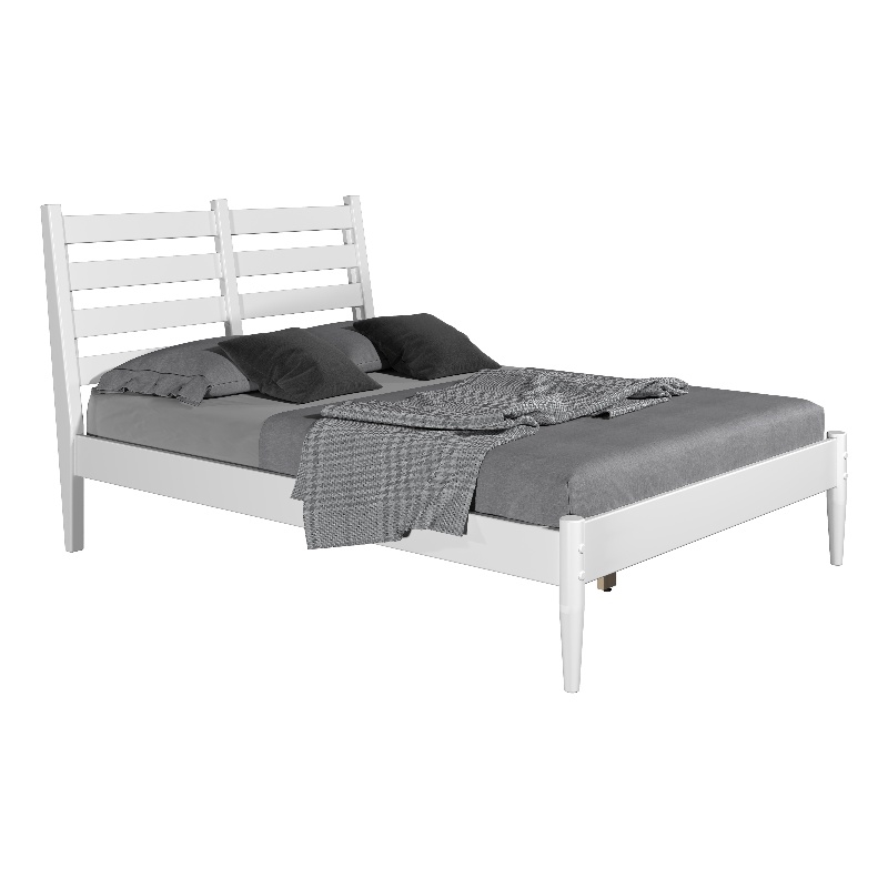 Mid-Century Slat Bed - Full Size - White Finish