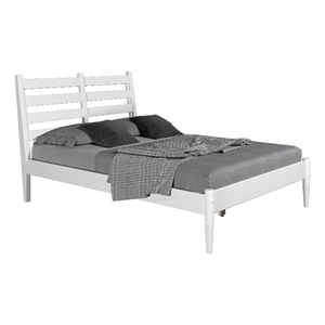 Mid-Century Slat Bed - Full Size - White Finish