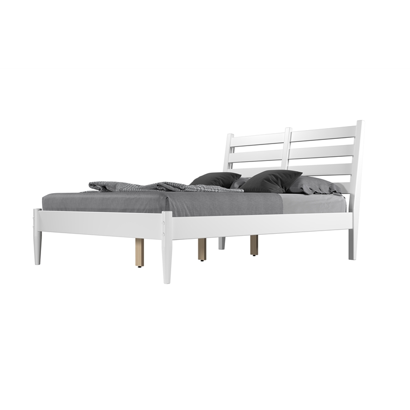 Mid-Century Slat Bed - Full Size - White Finish