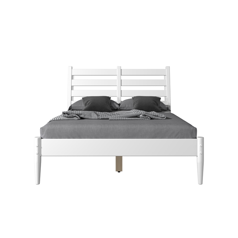 Mid-Century Slat Bed - Full Size - White Finish