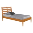 Mid-Century Slat Bed - Twin Size - Castanho Finish