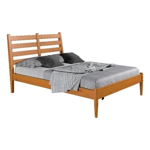 Mid-Century Slat Bed - Full Size - Castanho Finish