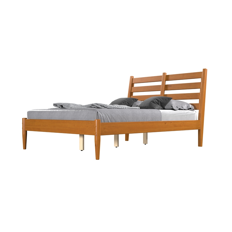 Mid-Century Slat Bed - Full Size - Castanho Finish