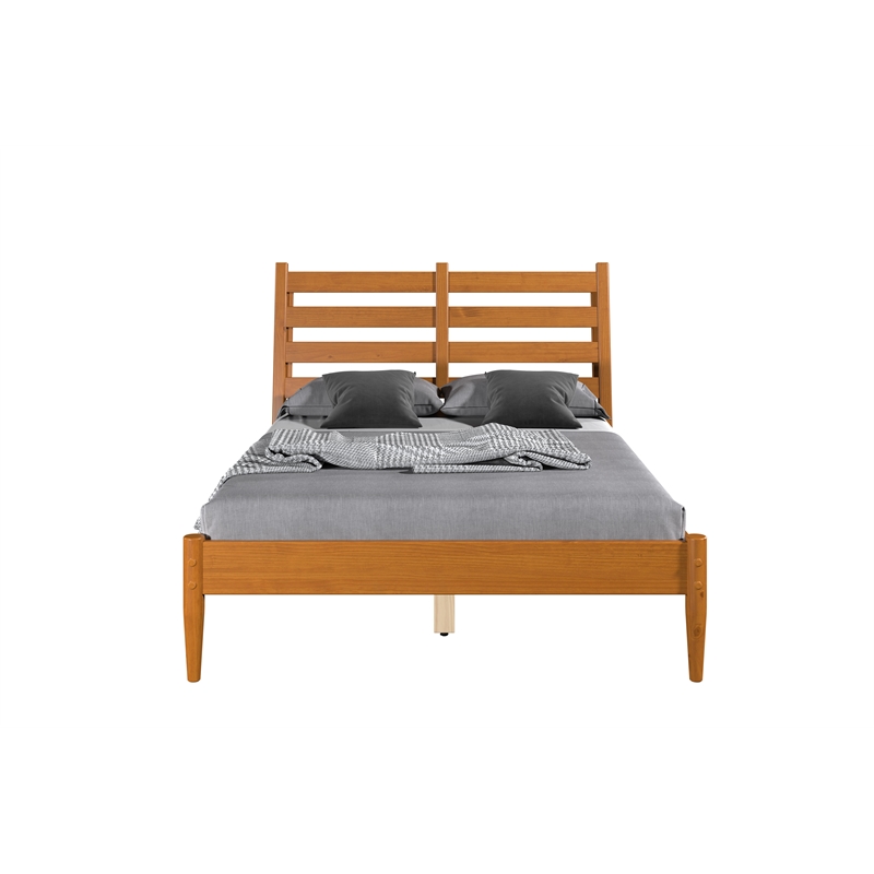 Mid-Century Slat Bed - Full Size - Castanho Finish