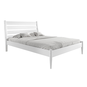 Camaflexi 64.5&quotW Mid-Century Modern Platform Bed in Natural Finish - Queen Size