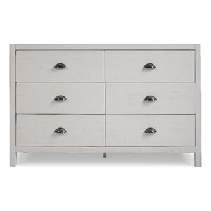 Camaflexi Hampton 51&quotW Six Drawer Drift wood Dresser White Finish