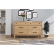 Mid Century Six Drawer Dresser - Scandinavian Oak Finish