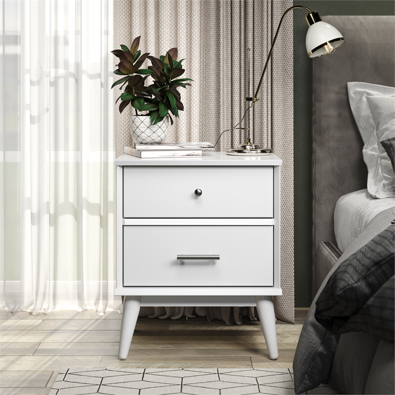 Mid-Century Night Stand - White Finish