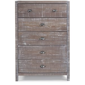 Camaflexi Hampton 33&quotW Five Drawer Wood Chest in Granite Grey Finish