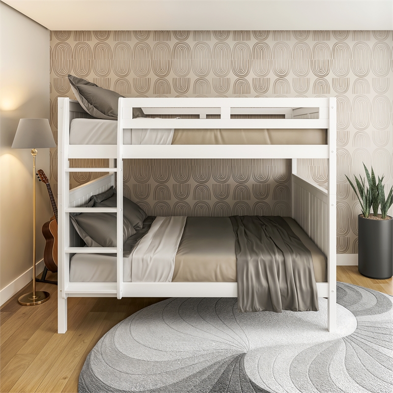 Camaflexi Full over Full Bunk Bed - Panel Headboard - White Finish