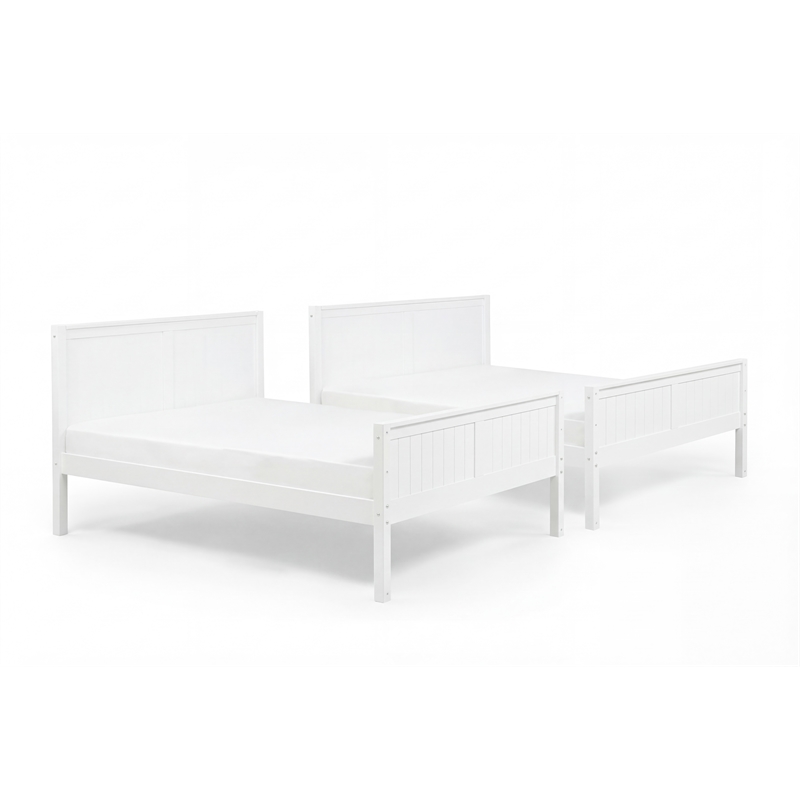Camaflexi Full over Full Bunk Bed - Panel Headboard - White Finish