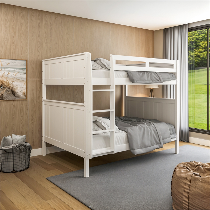 Camaflexi Full over Full Bunk Bed - Panel Headboard - White Finish