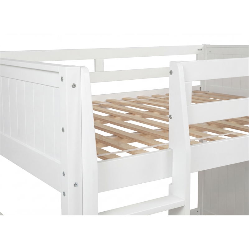 Camaflexi Full over Full Bunk Bed - Panel Headboard - White Finish