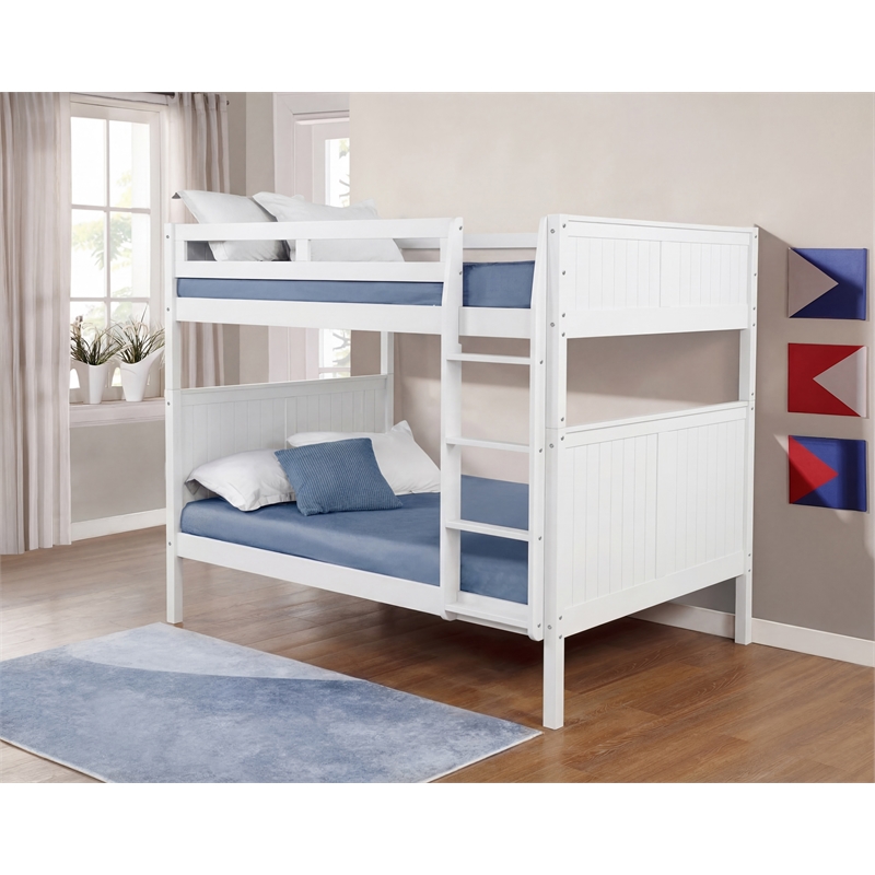 Camaflexi Full over Full Bunk Bed - Panel Headboard - White Finish