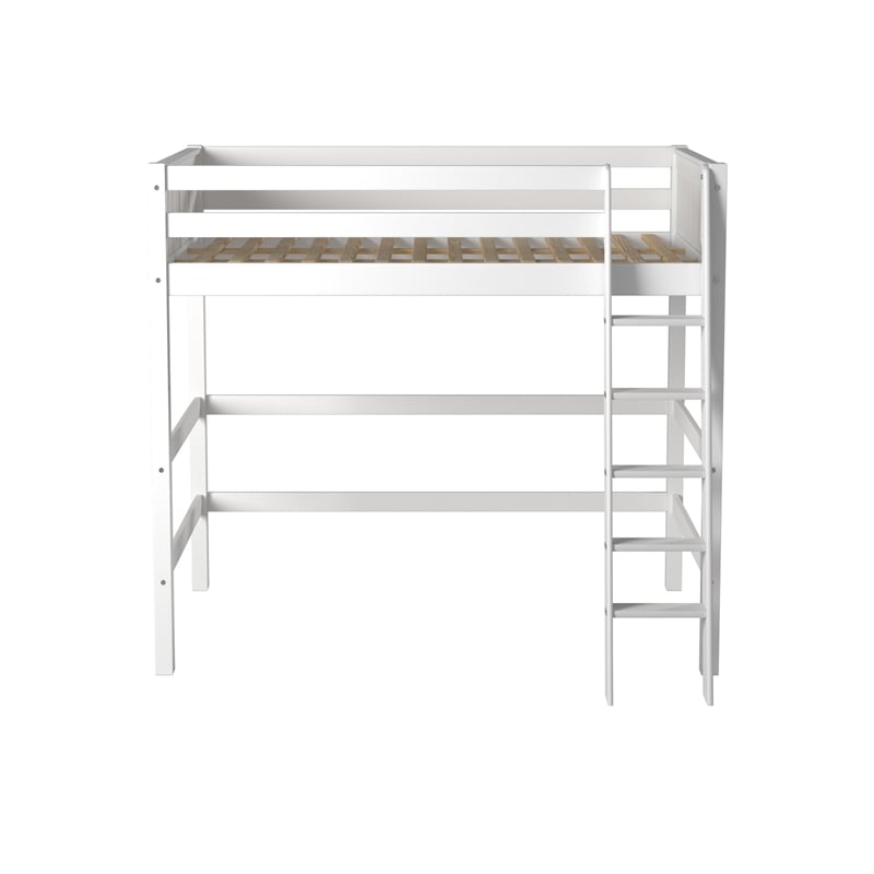 Camaflexi Full Size High Loft Bed - Panel Headboard - White Finish