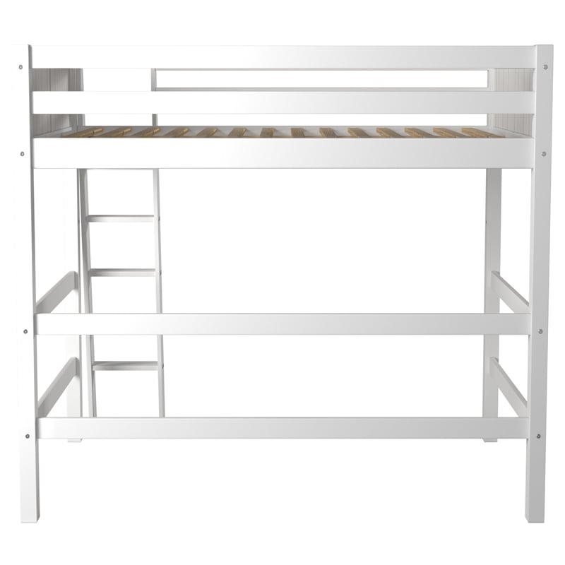Camaflexi Full Size High Loft Bed - Panel Headboard - White Finish