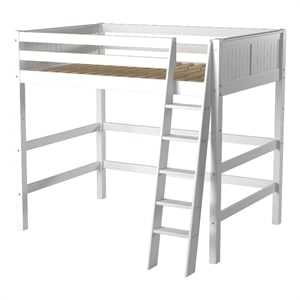 Camaflexi Full Size High Loft Bed - Panel Headboard - White Finish