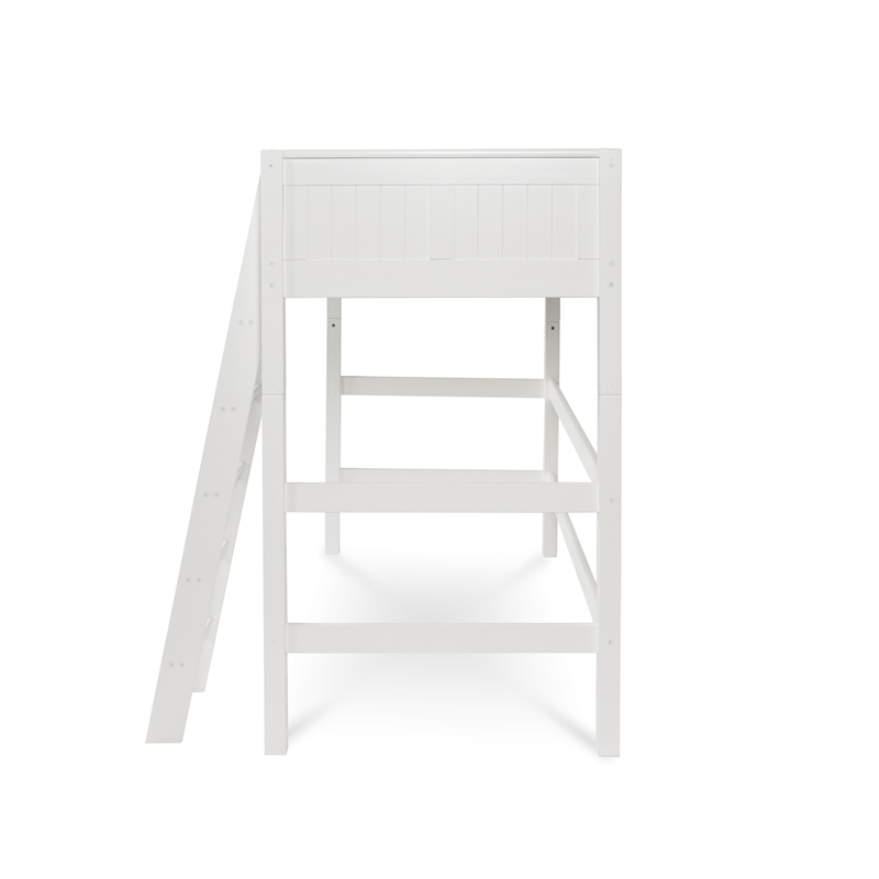 Camaflexi Twin Size High Loft Bed - Panel Headboard - White Finish