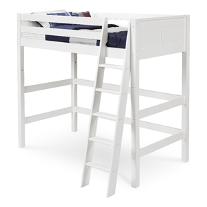 Camaflexi Twin Size High Loft Bed - Panel Headboard - White Finish