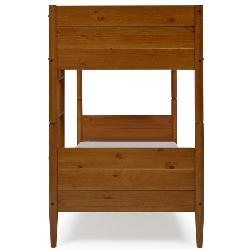 Mid Century Modern Bunk Bed Twin over Twin - Castanho Finish