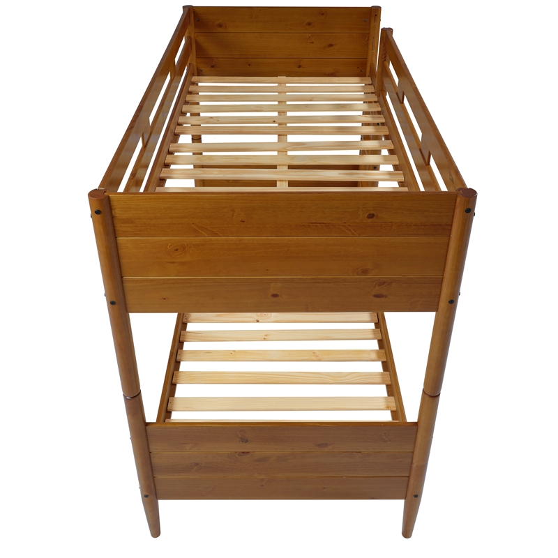 Mid Century Modern Bunk Bed Twin over Twin - Castanho Finish
