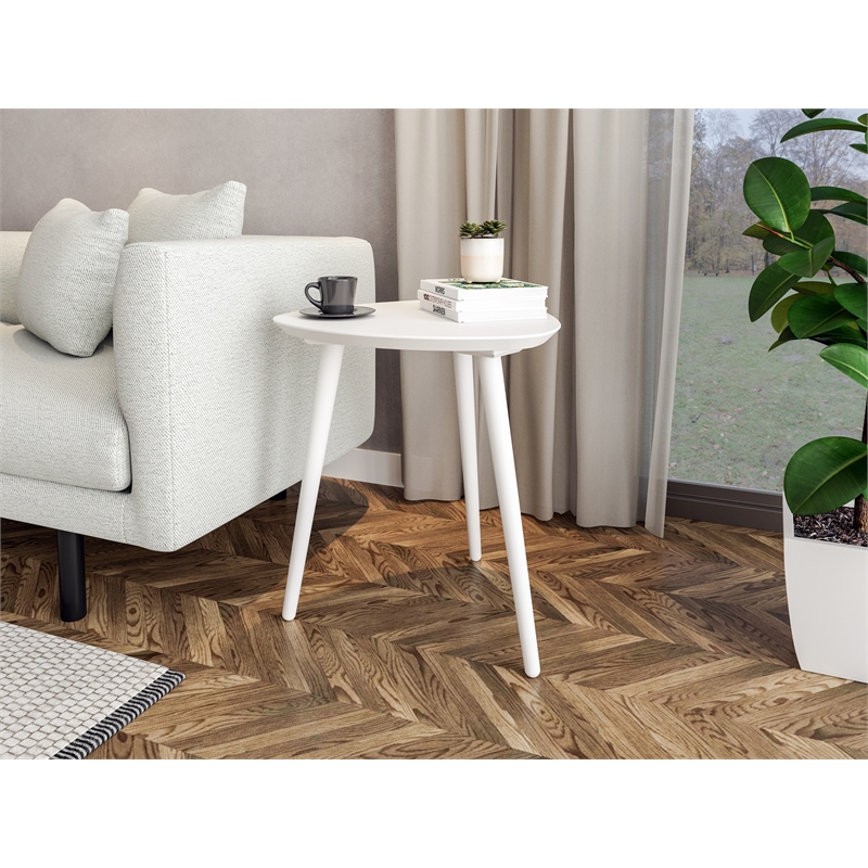 Mid Century Modern End Table White Finish