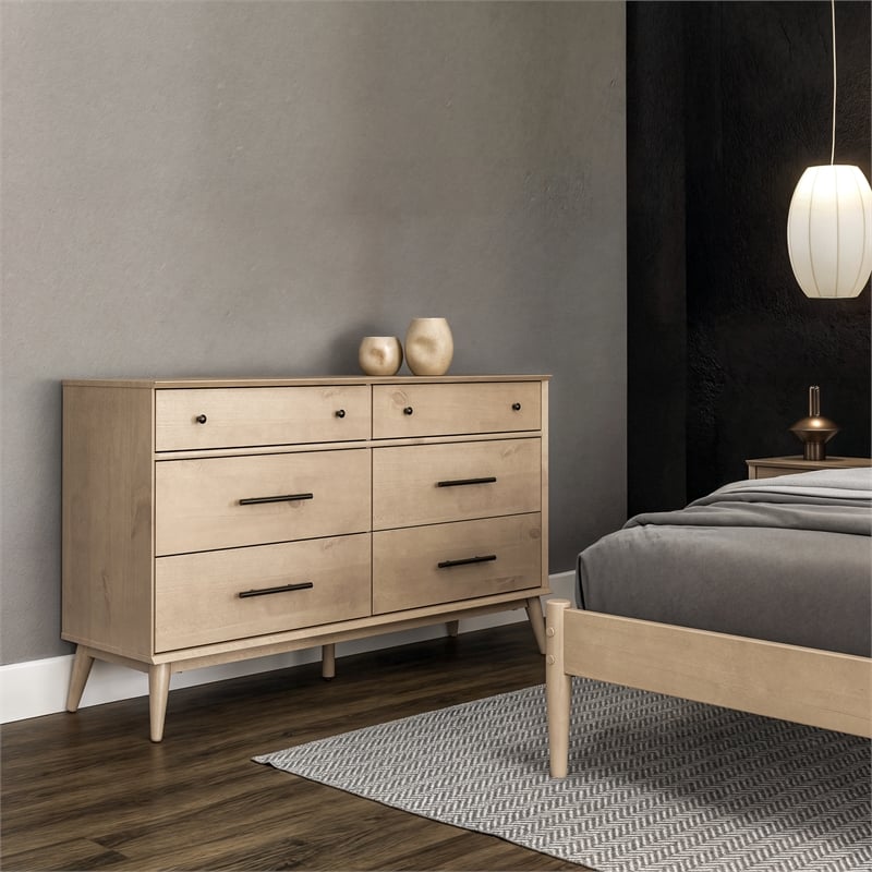 Camaflexi Mid Century Modern Dresser 6 Drawers Light Oak