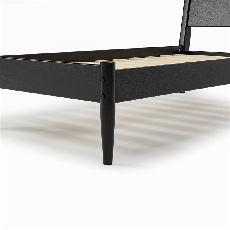 Camaflexi Mid Century Panel Bed Twin Size Black