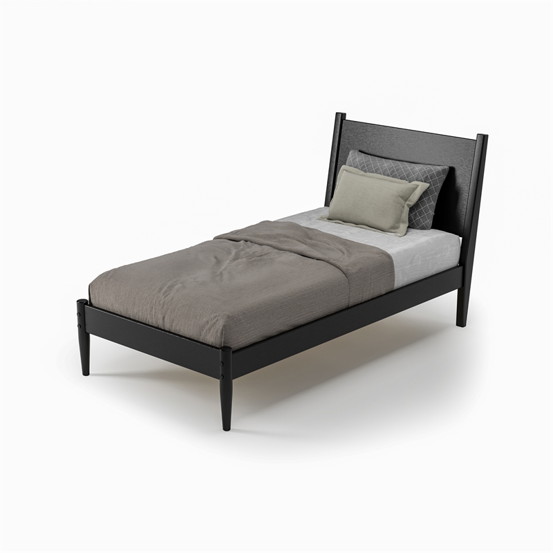 Camaflexi Mid Century Panel Bed Twin Size Black